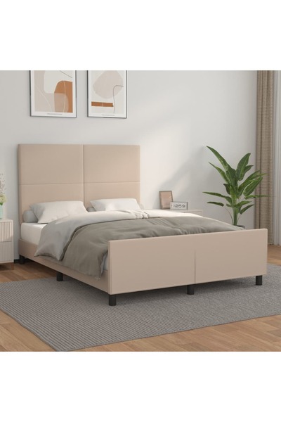 Concept Σκελετός κρεβατιού με κεφαλάρι, καπουτσίνο, 140x190 cm, οικολογικό Δε...