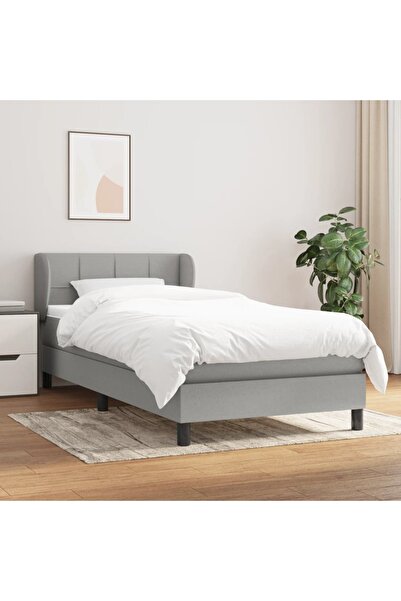 Concept Pat box spring cu saltea, gri deschis, 90x200 cm, textil