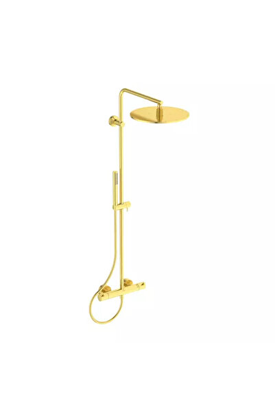 İdeal Standard Shower column with thermostatic mixer, brushed gold Ceratherm ...