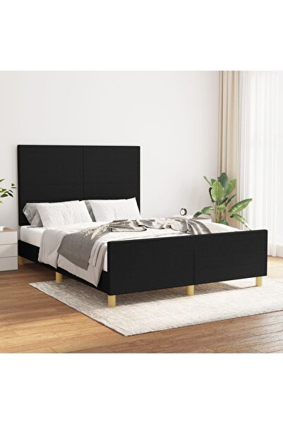 Concept Cadru de pat cu tăblie, negru, 140x200 cm, textil