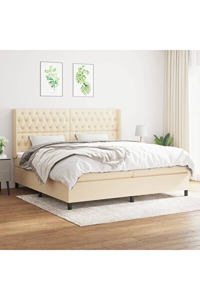 Concept Pat box spring cu saltea, crem, 200x200 cm, textil