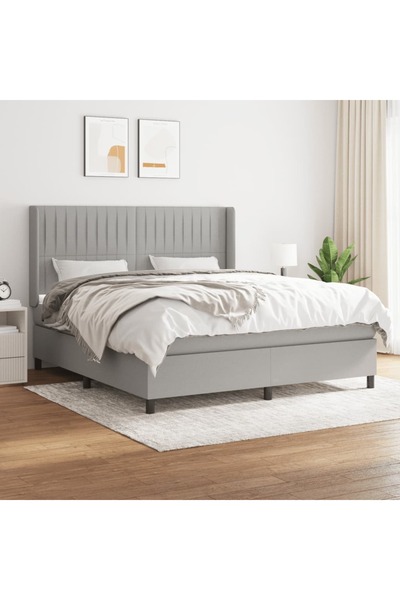 Concept Pat continental, gri deschis, 180x200 cm, material textil