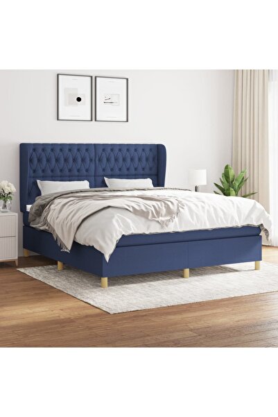 Concept Pat box spring cu saltea, albastru, 180x200 cm, material textil