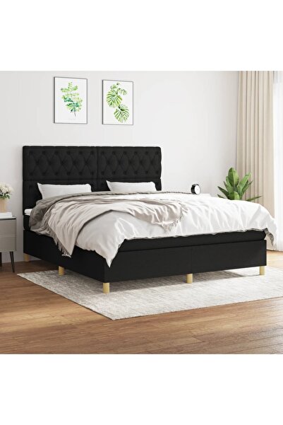 Concept Pat box spring cu saltea, negru, 160x200 cm, textil