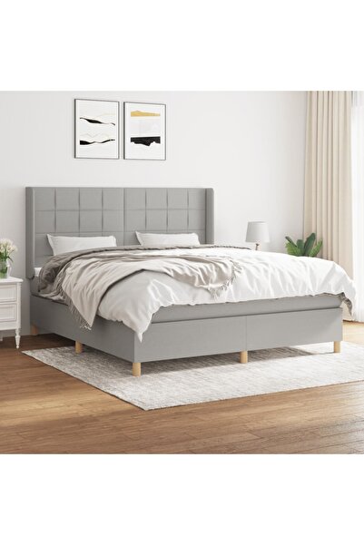 Concept Pat continental cu saltea, gri deschis, 160x200 cm, textil