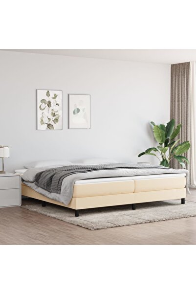 Concept Pat box spring cu saltea, crem, 200x200 cm, textil