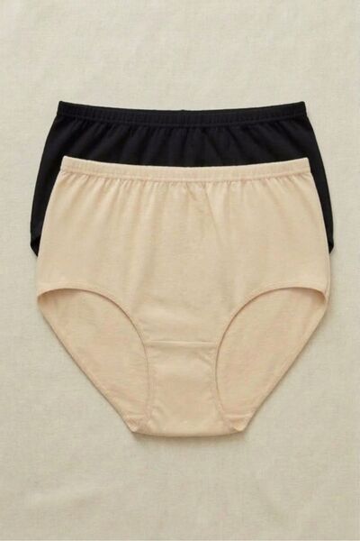 Tutku 2-Pack Large Size High Waist 100% Cotton Rib Knit Elastic Waist Comfort...