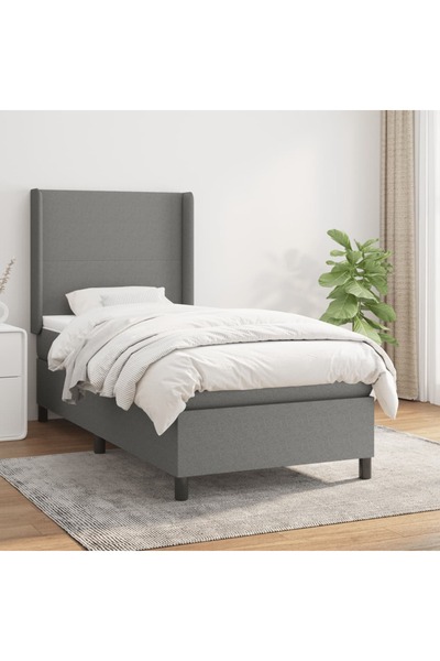 Concept Pat box spring cu saltea, gri închis, 100x200 cm, textil