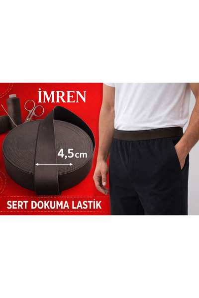 İMREN AKSESUAR Sert Dokuma Kahverengi 4,5 cm Dayanıklı Paça Don ve Bel Lastiğ...