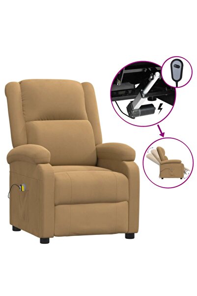 Concept Ηλεκτρική ανακλινόμενη πολυθρόνα μασάζ, καφέ, Βελούδο