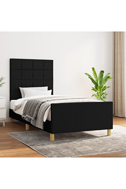 Concept Cadru de pat cu tăblie, negru, 80x200 cm, textil