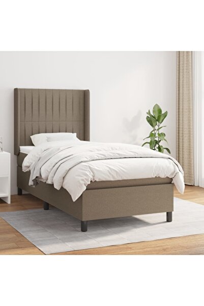 Concept Pat box spring cu saltea, gri taupe, 100x200 cm, textil