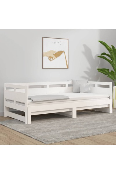 Concept Επεκτεινόμενο ανάκλιντρο, λευκό, 2x(90x200) εκ., μασίφ ξύλο πεύκου