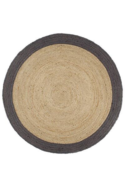 Concept Χειροποίητο Χαλί με σκούρο γκρι περίγραμμα, 240 εκ., γιούτα