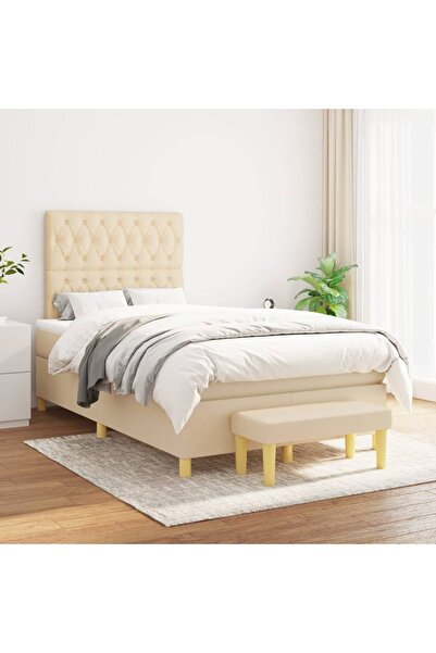 Concept Pat box spring cu saltea, crem, 120x200 cm, textil