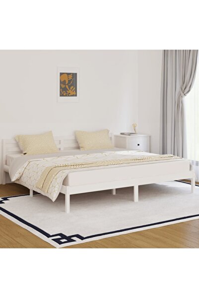 Concept Κρεβάτι ημέρας, λευκό, 200x200 εκ., μασίφ ξύλο πεύκου