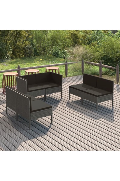 Concept Set mobilier de grădină cu perne, 6 piese, gri, poliratan