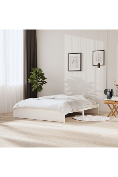 Concept Σκελετός κρεβατιού, λευκό, 160x200 cm, μασίφ ξύλο