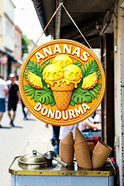 Nod Pineapple Ice Cream Visual Wooden Stringed Door Wall Ornament Summer Ice ...