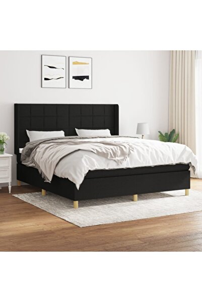 Concept Pat box spring cu saltea, negru, 160x200 cm, textil