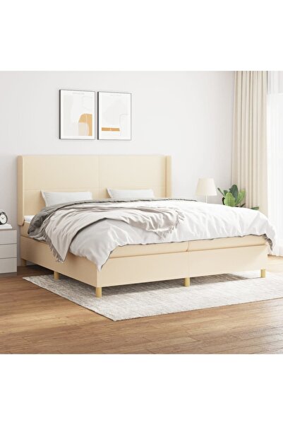 Concept Pat box spring cu saltea, crem, 200x200 cm, textil