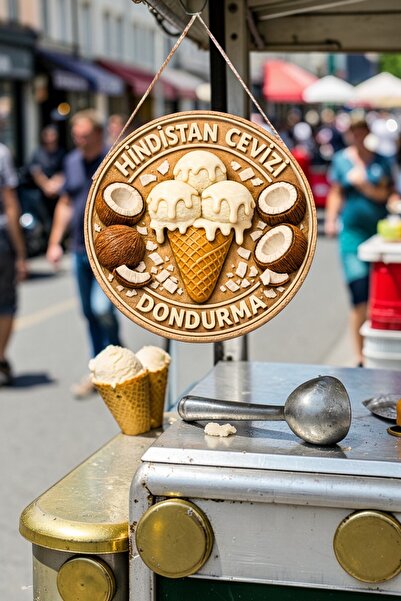 Nod لوحة ديكور جدارية خشبية بتصميم آيس كريم جوز الهند مع رسم توضيحي، لوحة ديك...