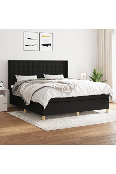 Concept Pat box spring cu saltea, negru, 180x200 cm, catifea