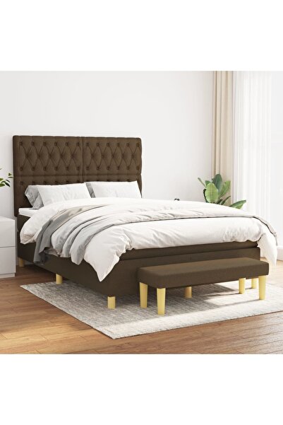 Concept Pat box spring cu saltea, maro închis, 140x200 cm, textil