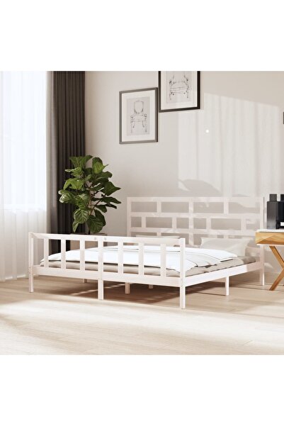 Concept Cadru de pat Super King 6FT, alb, 180x200 cm, lemn masiv de pin