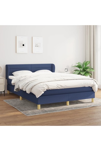 Concept Pat continental cu saltea, albastru, 140x200cm, material textil