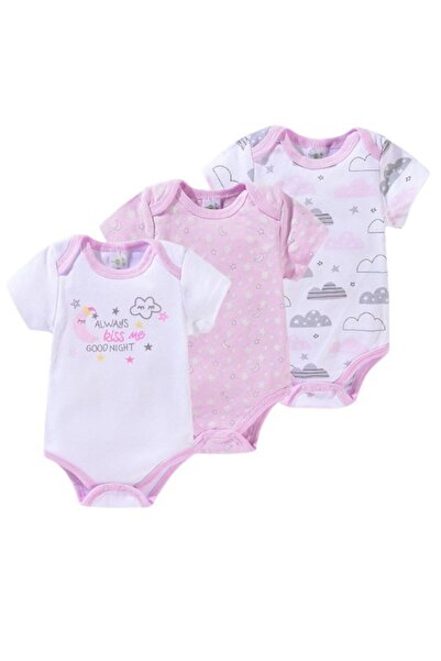 Bambimici -3-Piece Short Sleeve Printed Bodysuit for Baby Girl, 3M to 12M