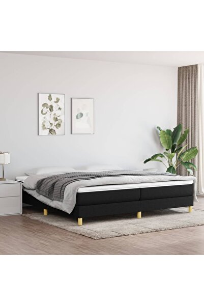 Concept Pat box spring cu saltea, negru, 200x200 cm, textil