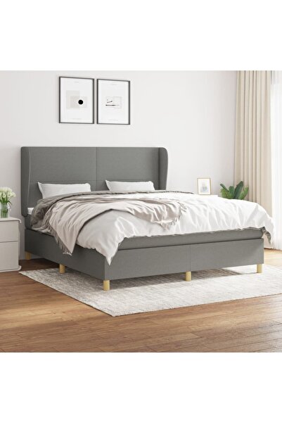 Concept Pat box spring cu saltea, gri închis, 180x200 cm, textil