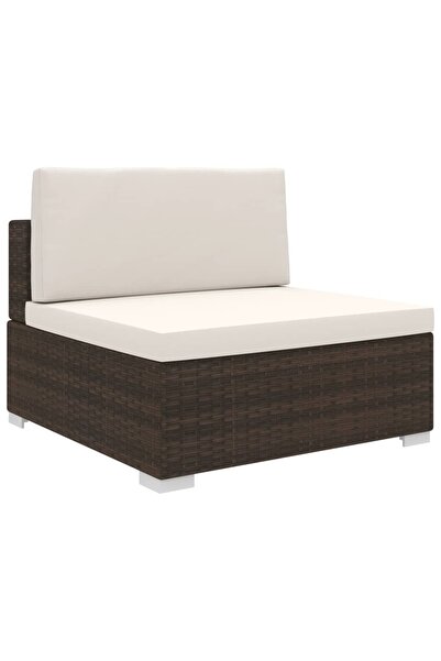 Concept Scaun modular de mijloc, 1 buc., maro, poliratan, cu perne