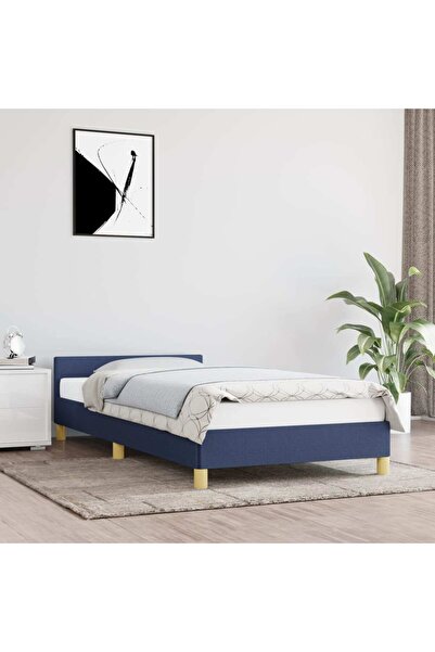 Concept Σκελετός κρεβατιού με κεφαλάρι, μπλε, 80x200 cm, ύφασμα