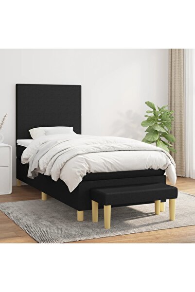 Concept Pat box spring cu saltea, negru, 100x200 cm, textil