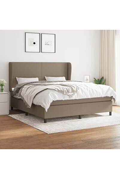 Concept Pat continental cu saltea, gri taupe, 180x200 cm, textil