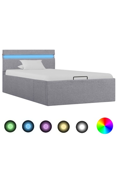 Concept Cadru pat hidraulic ladă&LED gri deschis 100x200 cm textil