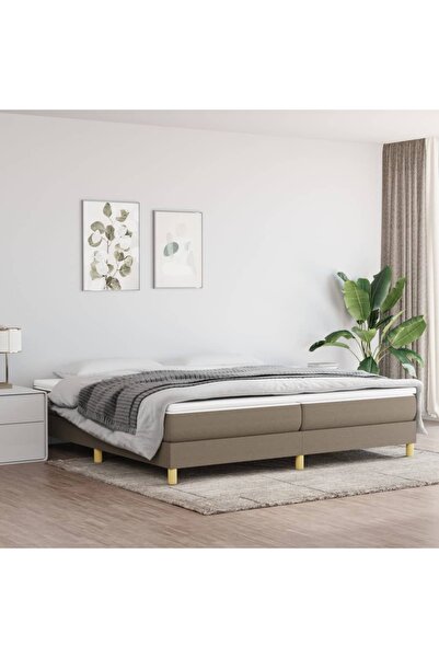 Concept Pat box spring cu saltea, gri taupe, 200x200 cm, textil