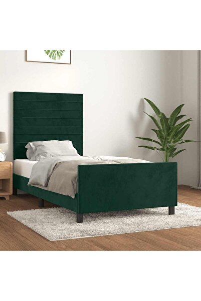 Concept Cadru de pat cu tăblie, verde închis, 80x200 cm, catifea