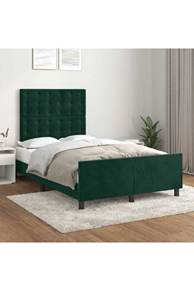 Concept Σκελετός κρεβατιού με κεφαλάρι, σκούρο πράσινο, 120x200 εκ., Βελούδο