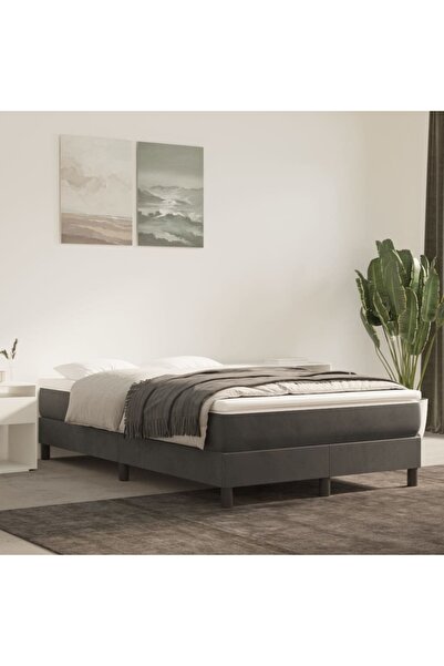 Concept Pat box spring cu saltea, gri închis, 120x200 cm, catifea