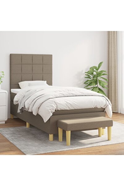 Concept Pat box spring cu saltea, gri taupe, 90x200 cm, textil