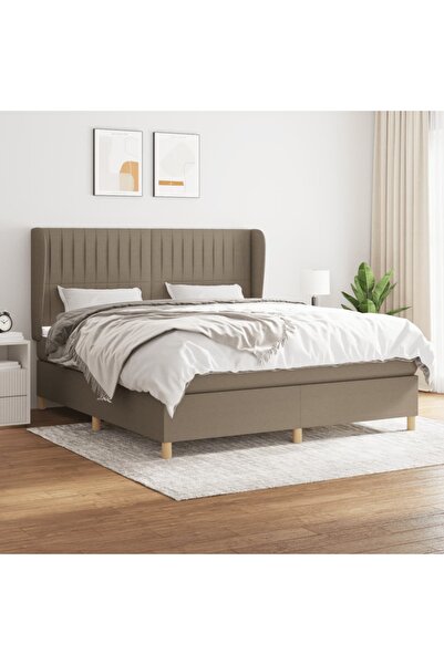 Concept Pat continental cu saltea, gri taupe, 180x200 cm, textil