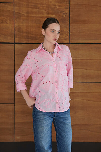 ASEDE Κεντητό Μπροντερί Κεντημένο πουκάμισο G Με γκιπούρ δαντέλα D Υφαντό