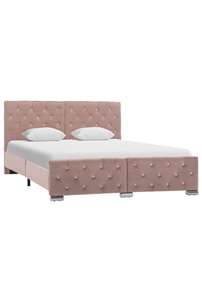 Concept Cadru de pat, roz, 140 x 200 cm, material textil