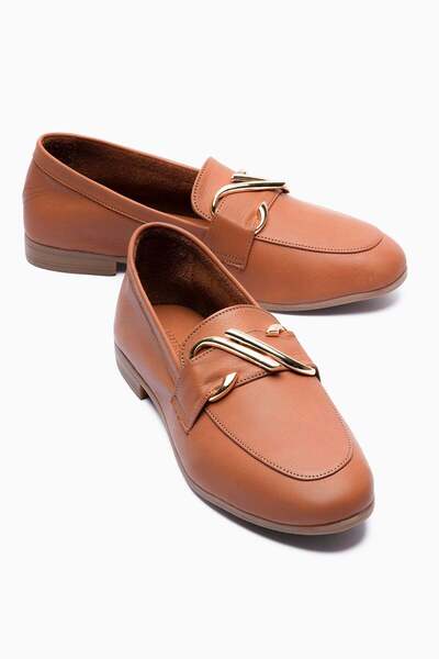 Mubiano Women's Genuine Leather Ballet Flats Gold Buckled Stylish Loafers Cal...