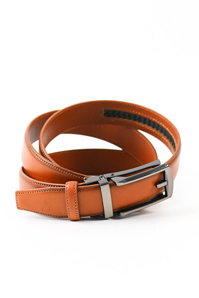 Tuna Nappa Genuine Leather Tan 3 cm Automatic Classic Men's Belt - Kmr411