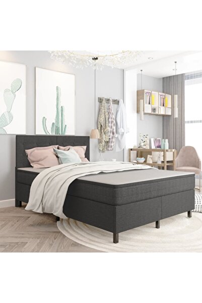 Concept Pat continental, material textil, gri închis, 140x200 cm