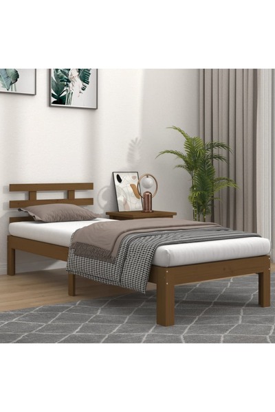 Concept Σκελετός κρεβατιού, μελί καφέ, 100x200 εκ., μασίφ ξύλο πεύκου